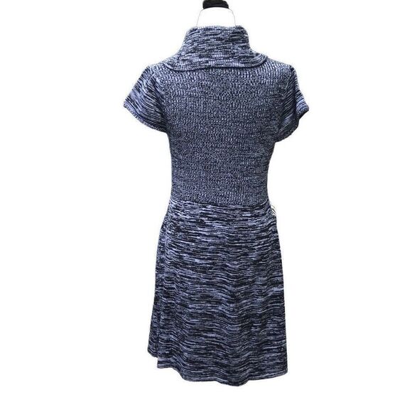 Calvin Klein Women's Sweater Dress Size LP Black Gray Cowl Neck Fit And Flare - Picture 3 of 6